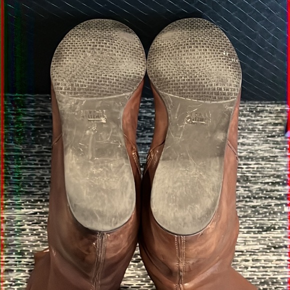 Authentic Stuart Weitzman tall brown leather wedge boots sz 10 - Picture 10 of 15